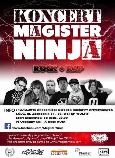 Patronat: Urodzinowy koncert Magister Ninja w AOIA (12.12.2015 r.,&nbsp;Łódź)