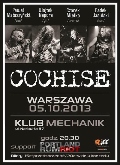 Koncert: Cochise w klubie Mechanik (05.10.2013 r.,&nbsp;Warszawa)