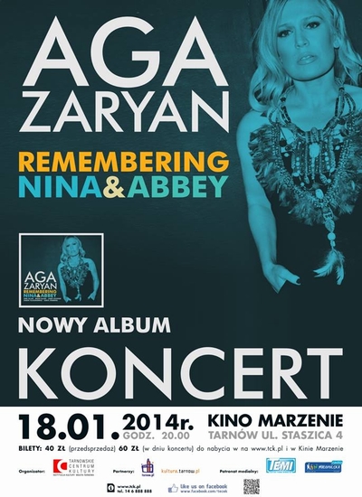 Relacja: Aga Zaryan wspomina Ninę Simone i Abbey Lincoln (18.01.2014 r.,&nbsp;Tarnów)